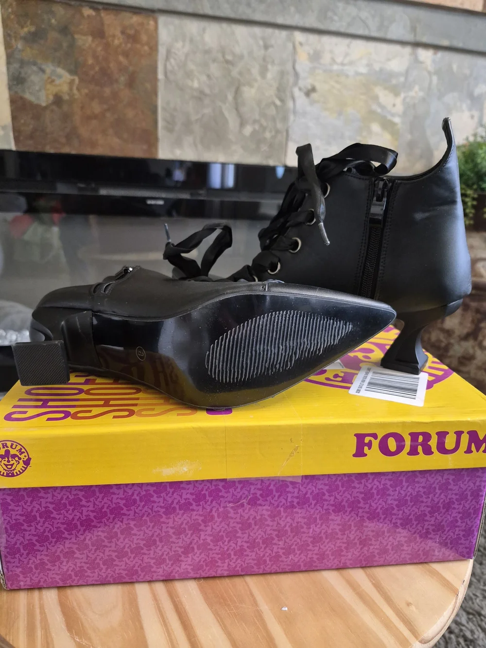 Rubies 200063 Lace Bootie Shoes Black Witch Cosplay Womens Size 8 NEW w/ Box